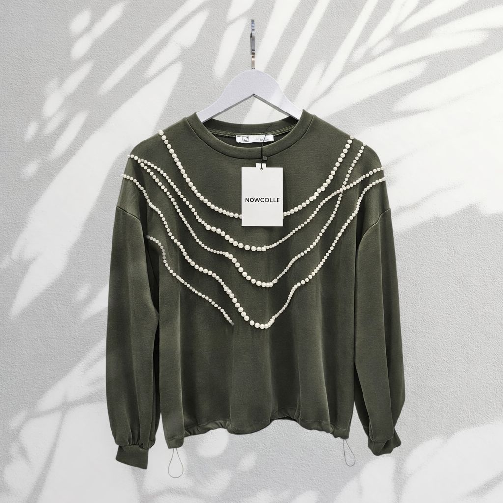 Kadın İnci Detaylı Oversize Sweatshirt