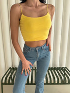 İp Askılı Kısa Crop - Sarı
