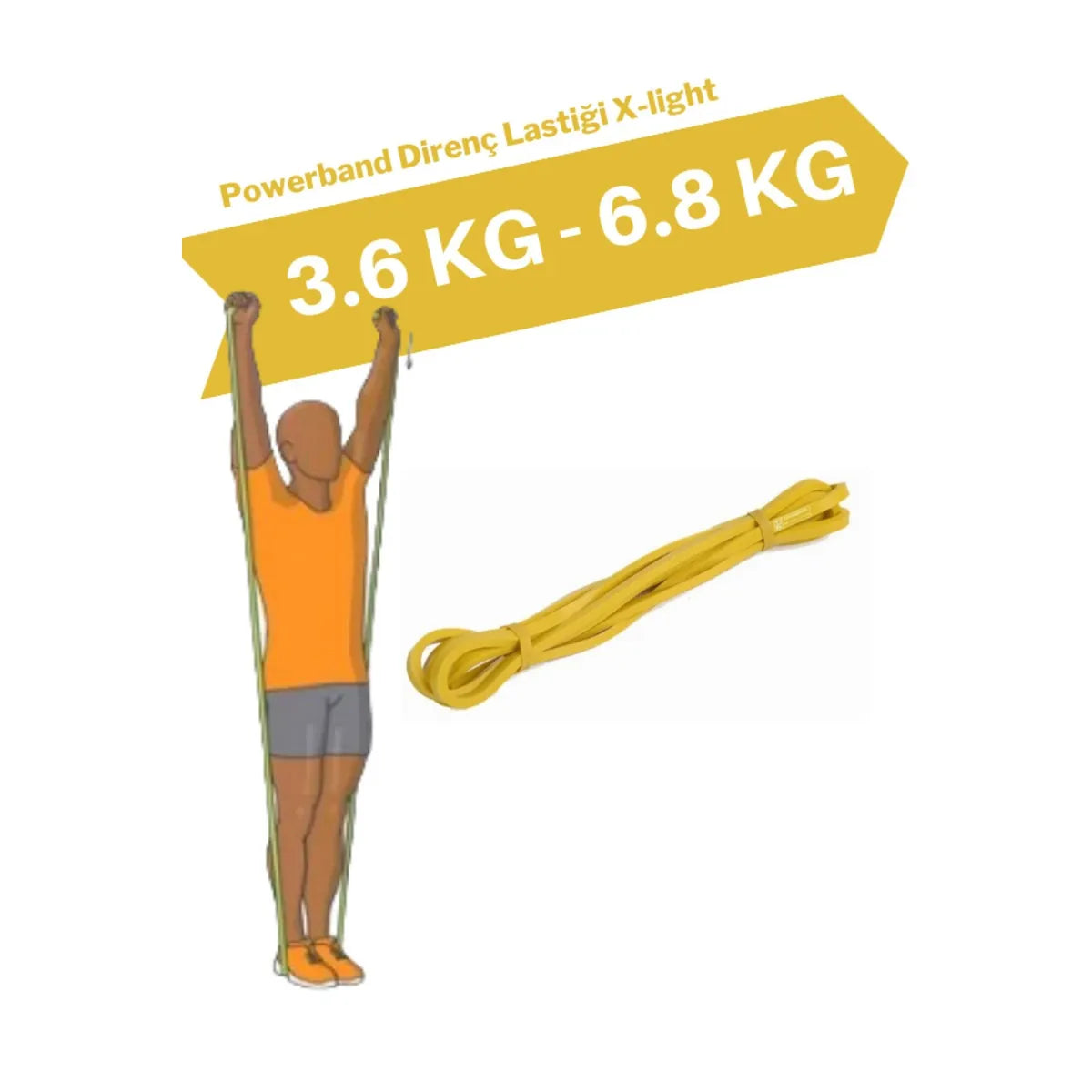Powerband Direnç Lastiği ve Egzersiz Bandı Sarı X-Light